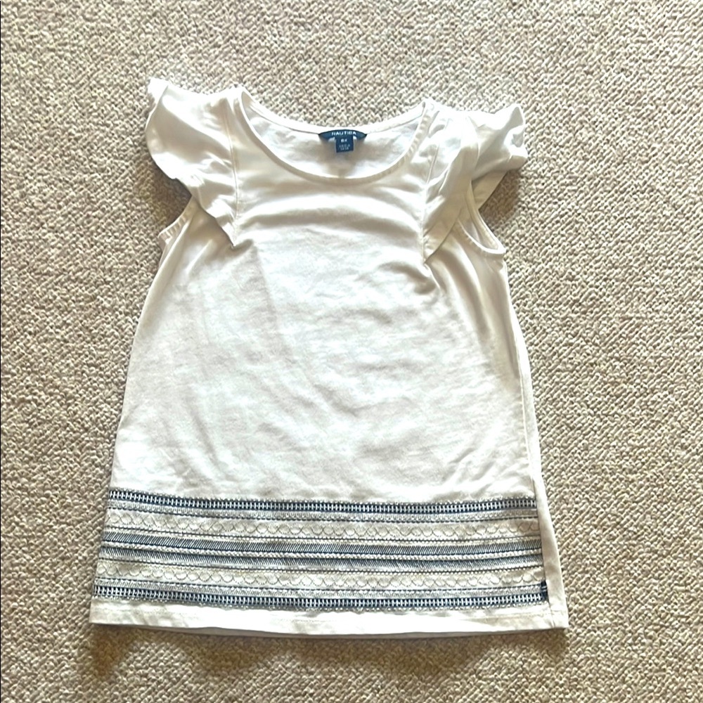 Nautica Girls' (size 6X) White Ruffle Sleeve Dress